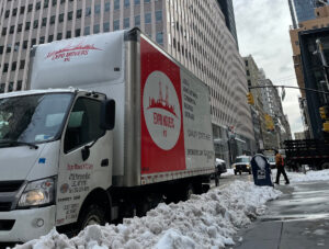 moving truck during the snow