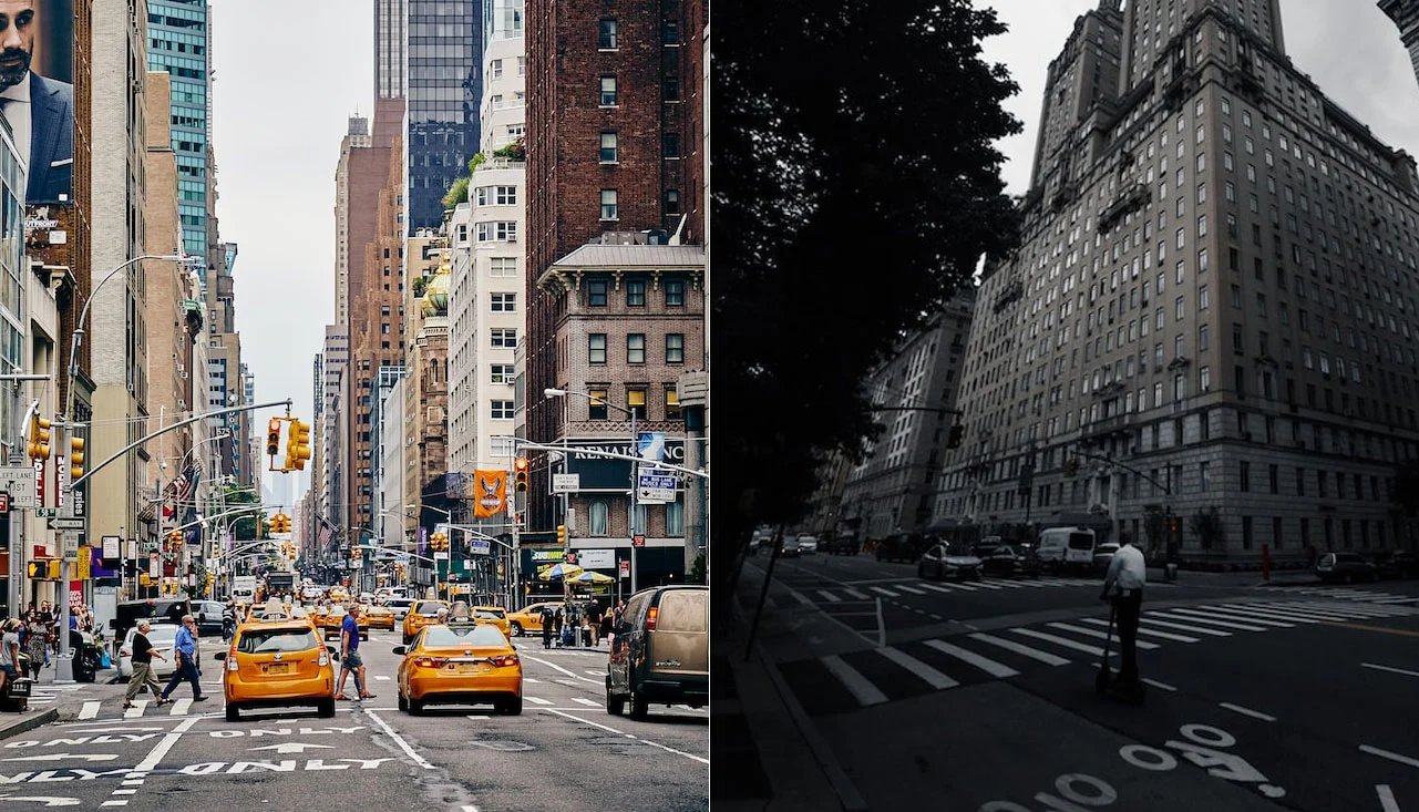 manhattan during the day and night